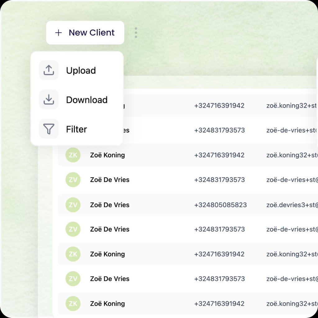 Klantenlijst in Salontailor: overzicht met contactgegevens, import en filters